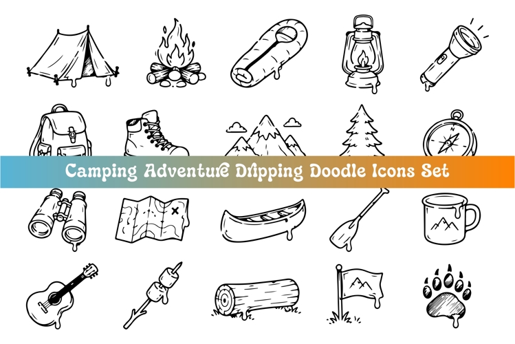 Camping Adventure Dripping Doodle Icon