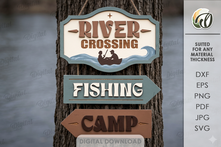 3D Camping Arrow Sign Laser Cut. Directional Sign SVG
