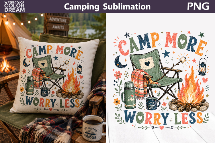 Camping Quote Sublimation | Camp More Worry Less
