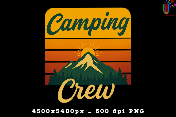 Camping Crew PNG Retro Mountain Outdoor Adventure Design