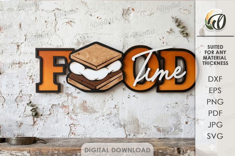 3D Camping Decor Laser Cut. Wall Decor. Food Time SVG example image 1