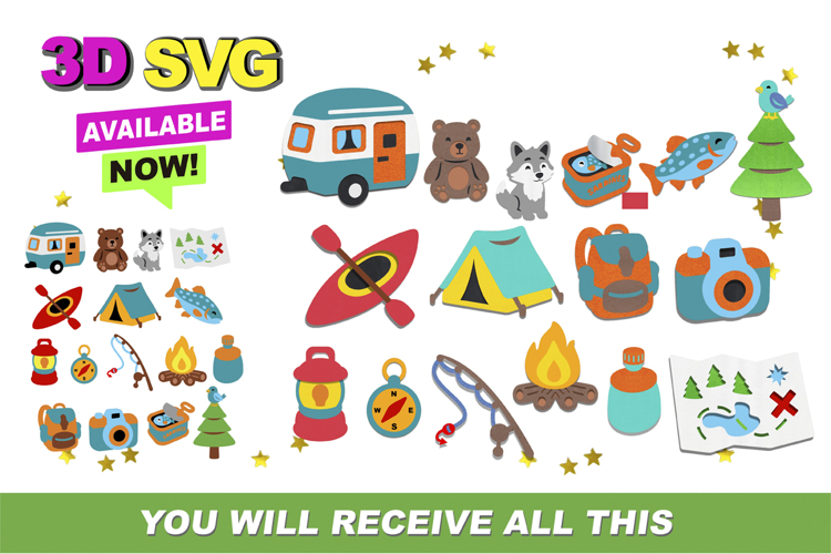 Camping Elements 3D SVG