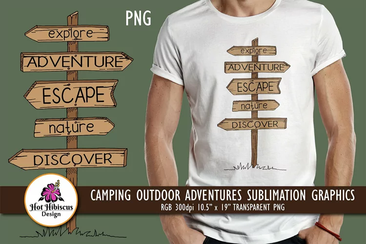 Camping Hiking Outdoor Adventures Sublimation Design PNG