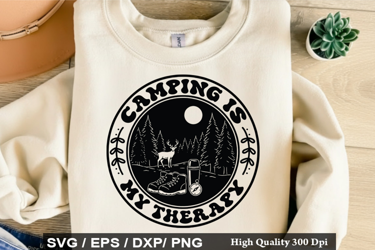 Camping Is My Therapy SVG - Camping Quotes Design