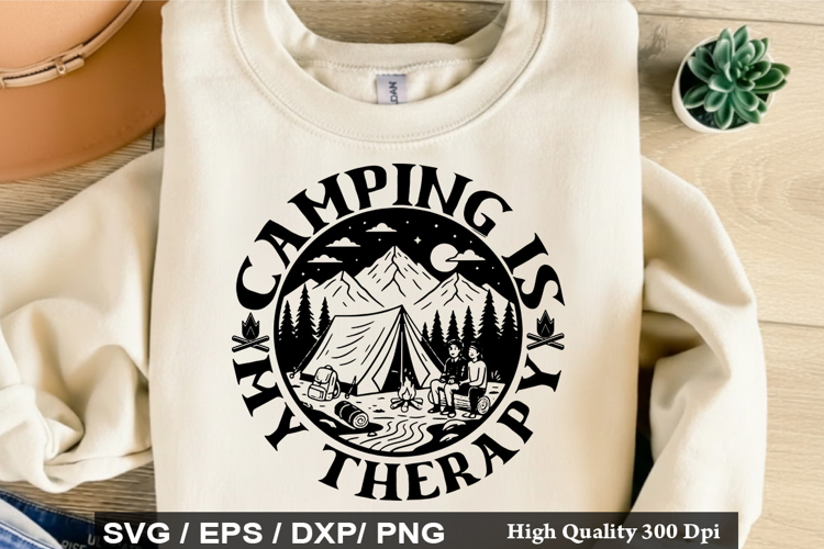 Camping Is My Therapy SVG - Camping Quotes Design
