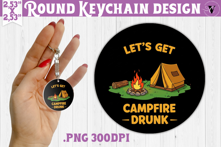 Round keychain | Camping | Funny camp