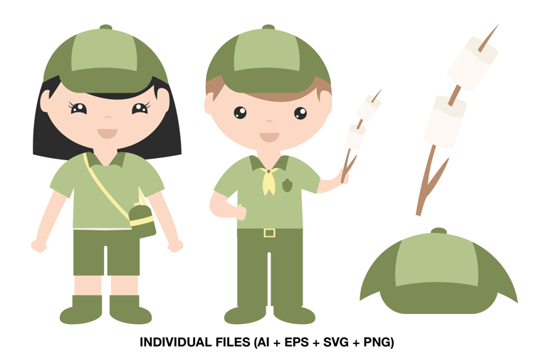 Cute Camping Kids Clipart PNG, Summer Camp Illustrations