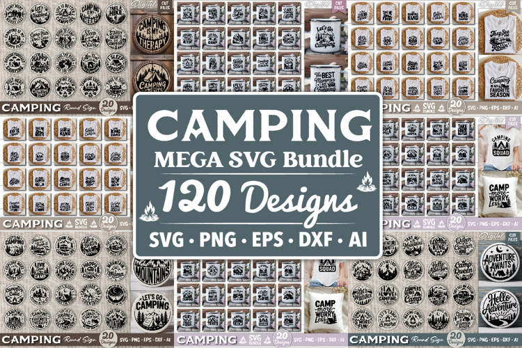 Camping Mega SVG Bundle, Outdoor Sign Big SVG Bundle