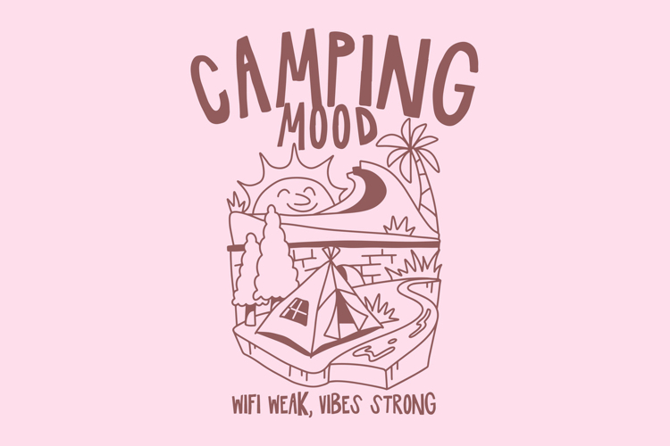 Camping Mood Vintage Summer Camping Cartoon T shirt Design