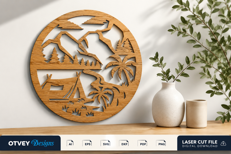 Camping mountains Wall Sign Laser Cut