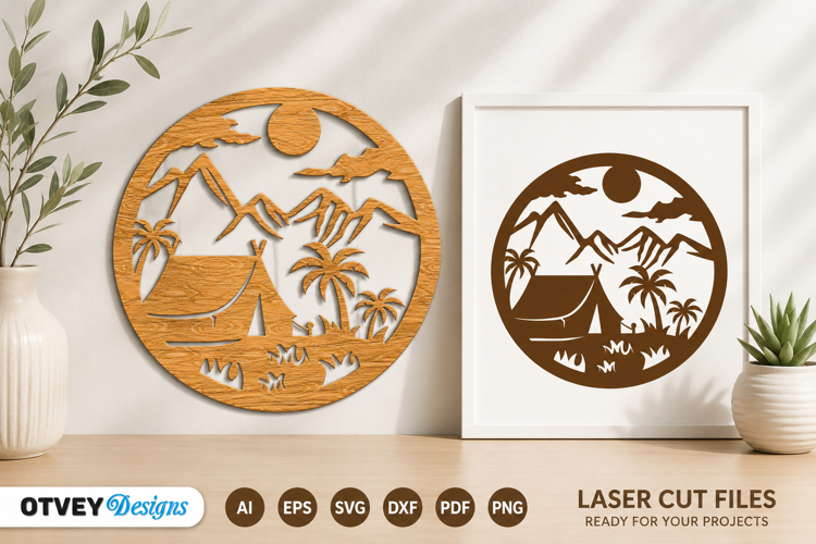 Camping mountains Wall Sign Laser Cut
