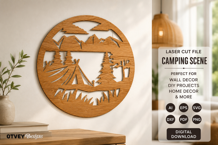 Camping mountains Wall Sign Laser Cut