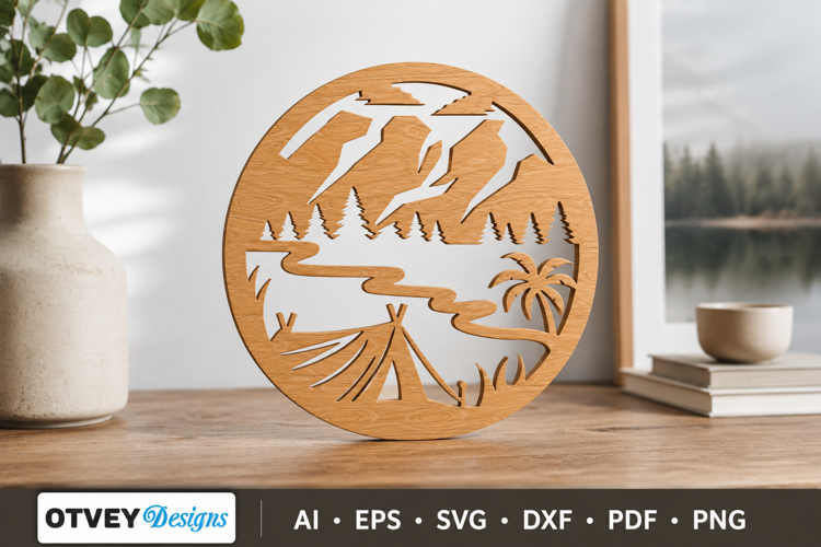 Camping mountains Wall Sign Laser Cut