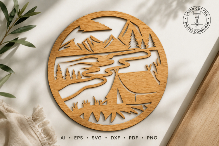 Camping mountains Wall Sign Laser Cut