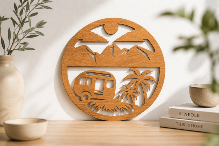 Camping mountains Wall Sign Laser Cut