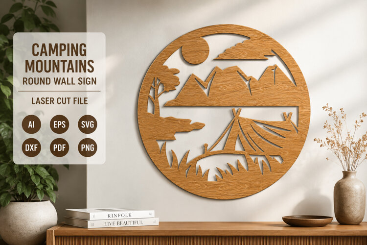 Camping mountains Wall Sign Laser Cut example image 1