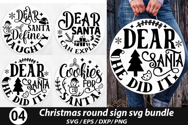 Christmas Round Signs SVG Deign - Dear Santa I Can Explain