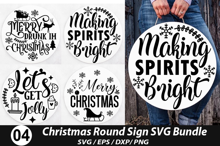 Christmas Round Signs SVG Deign - Merry Drunk Im Christmas
