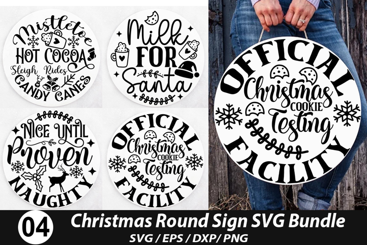 Christmas Round Signs SVG Deign - Official Christmas Cookie