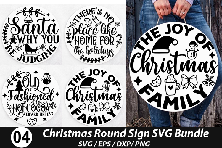 Christmas Round Signs SVG Deign - Theres no place like home