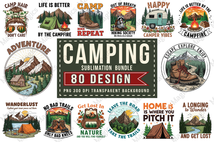 Camping sublimation Bundle, Camper png, Camping PNG