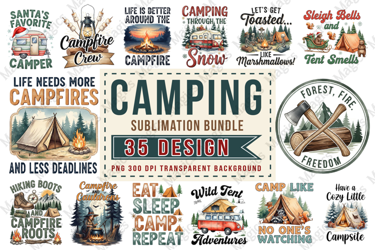 Camping sublimation design Bundle | Camping cliparts