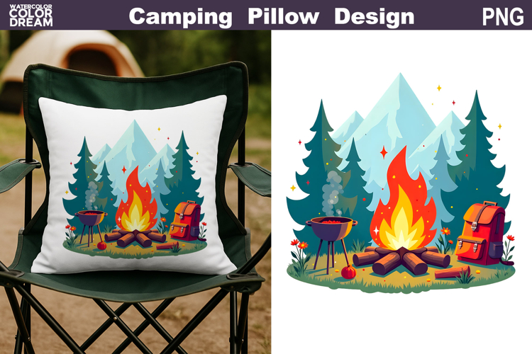 Camping Fire Pillow Sublimation | Clipart Clipart