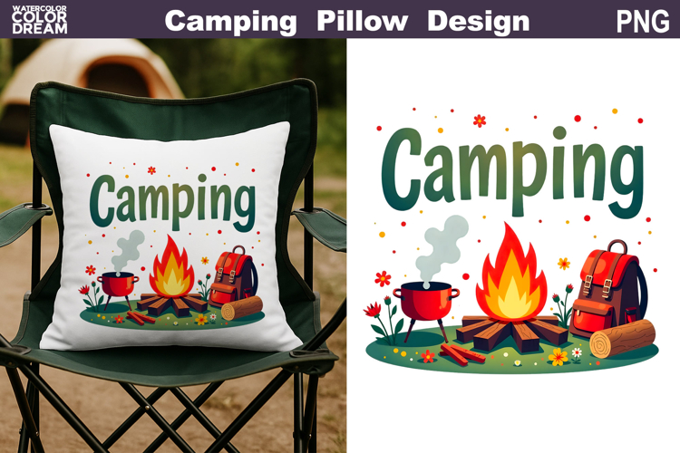 Camping Pillow Sublimation | Camping Clipart