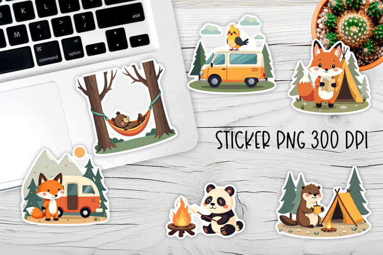 Cute Woodland Camping Stickers PNG | Cute Camp Sticker