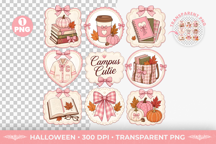 Campus Cutie Books Coffee Fall Sublimation TShirt Design PNG