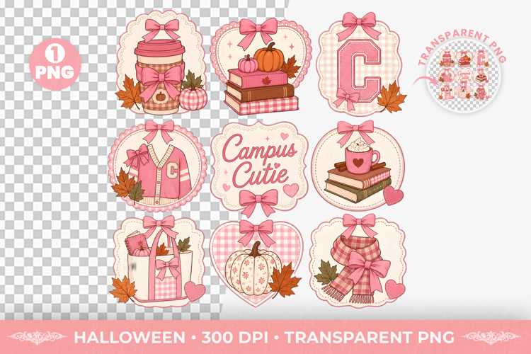 Campus Cutie Books Pumpkin Fall Sublimation T-Shirt Design