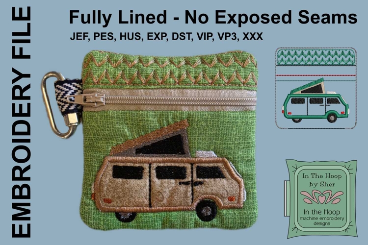 Camper Van Mini Zipper Bag, 4 x 4 inch hoop