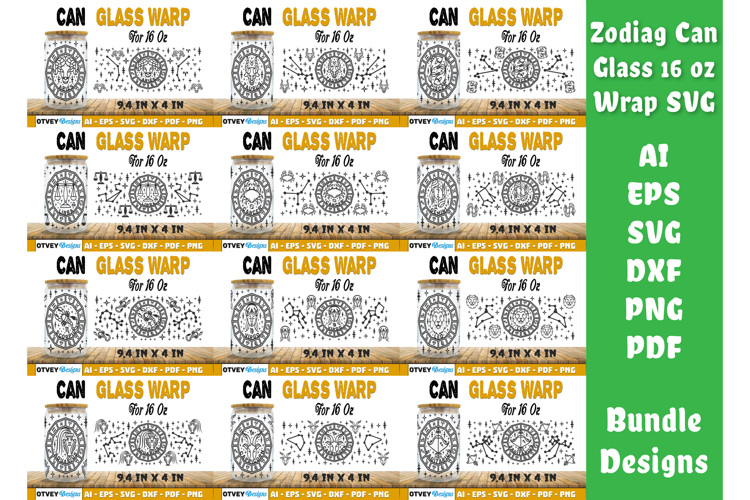 Zodiac Can Glass 16 Oz Libbey Wrap SVG BUNDLES