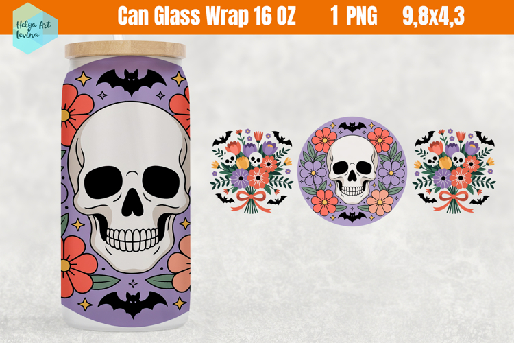 Cute Halloween Libbey Can Glass PNG 16 OZ