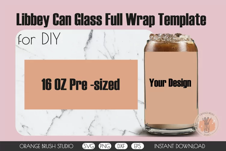 Can Glass Wrap Template for Libbey Beer Can Glass 16 Oz