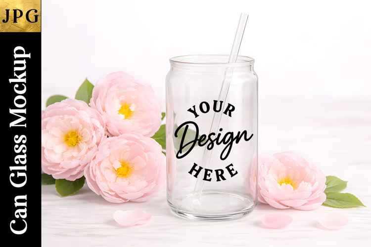 Can glass Mockup Design | Coffee Cup 16 Oz Design