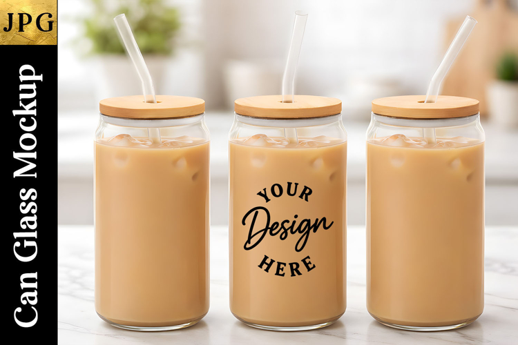 Can glass Mockup Design | Coffee Cup 16 Oz Design