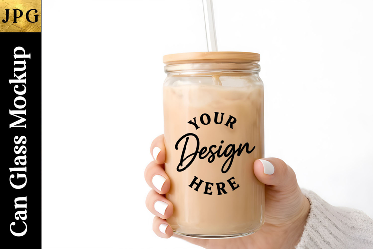 Can glass Mockup Design | Ice Coffee Cup 16 Oz Design