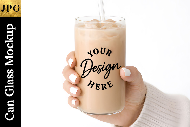 Can Glass Mockup Design | Ice Coffee Cup 16 Oz Design