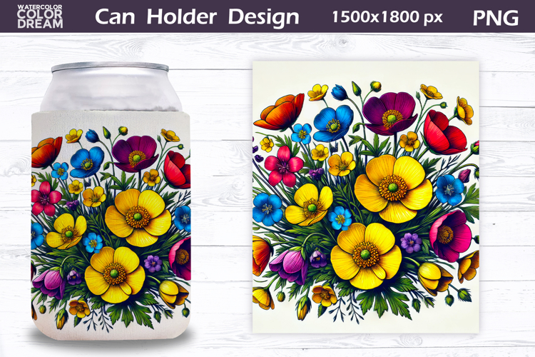 Buttercup Can Cooler Wrap | Wildflowers Can Holder