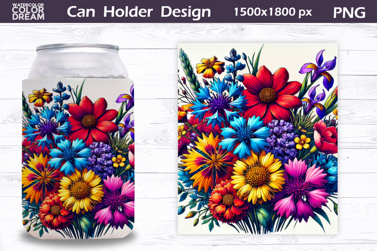 Floral Can Cooler Wrap | Wildflowers Can Holder