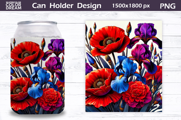Poppy Can Cooler Wrap | Wildflowers Can Holder