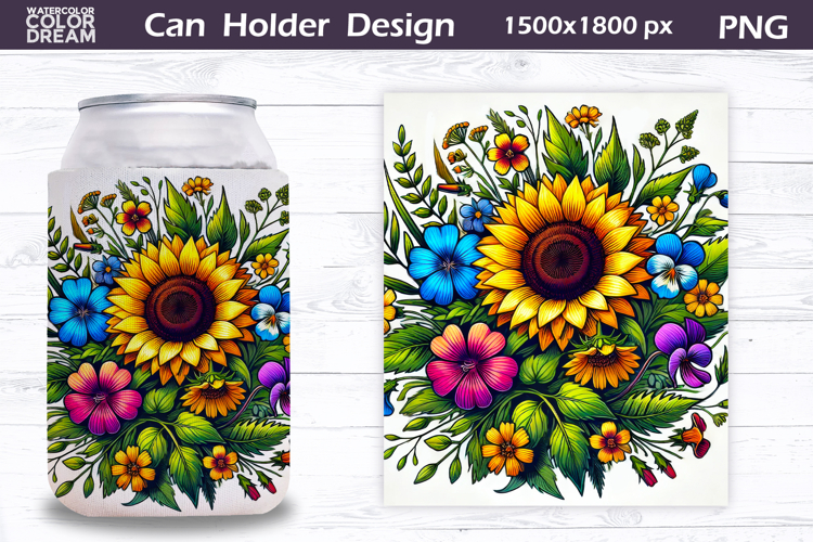 Sunflower Can Cooler Wrap | Wildflowers Can Holder