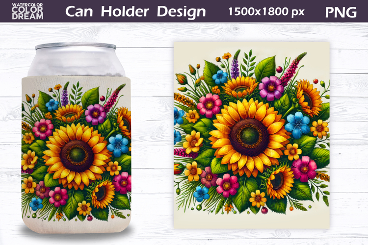 Sunflower Can Cooler Wrap | Wildflowers Can Holder