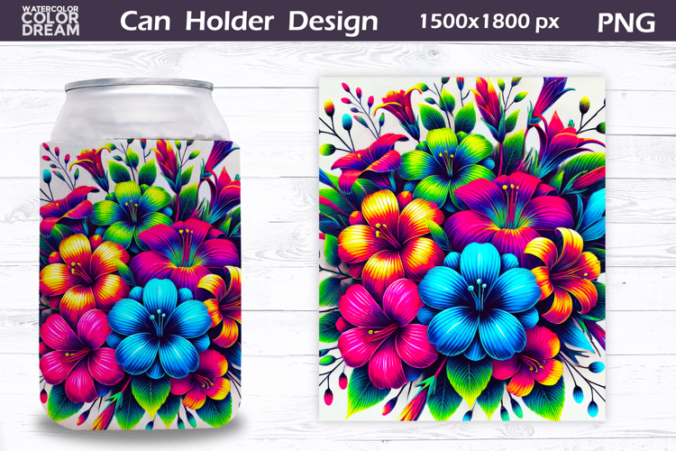 Floral Can Cooler Wrap | Wildflowers Can Holder