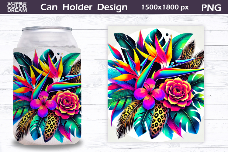 Tropical Floral Can Cooler Wrap | Wildflowers Can Holder
