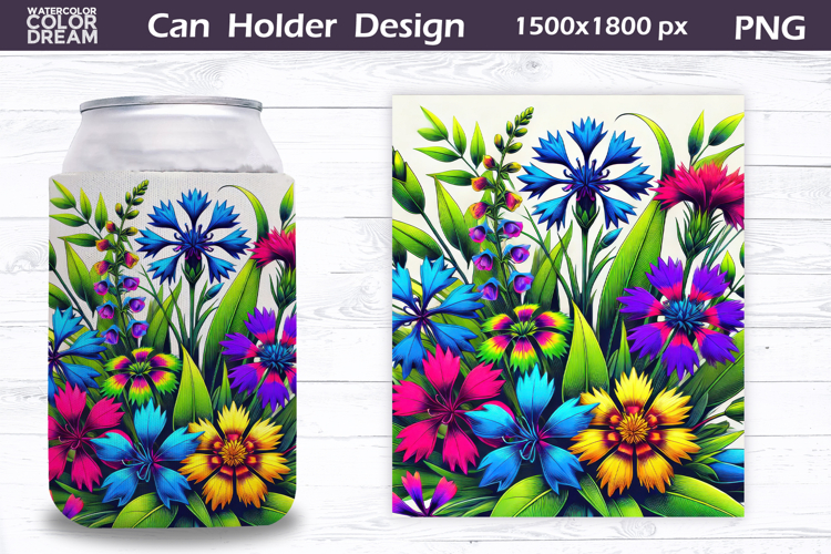 Floral Can Cooler Wrap | Wildflowers Can Holder