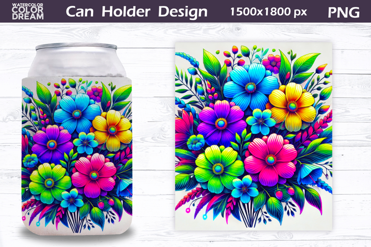 Floral Can Cooler Wrap | Wildflowers Can Holder