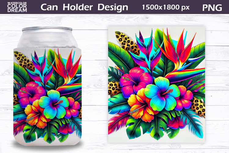 Tropical Floral Can Cooler Wrap | Wildflowers Can Holder