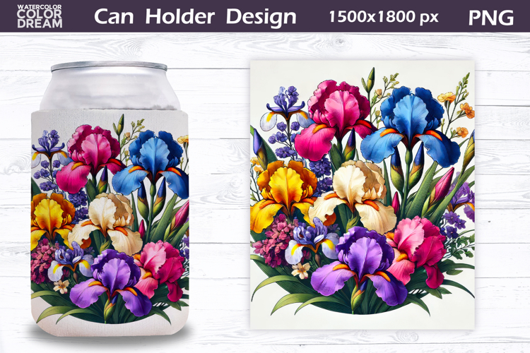 Iris Can Cooler Wrap | Wildflowers Can Holder